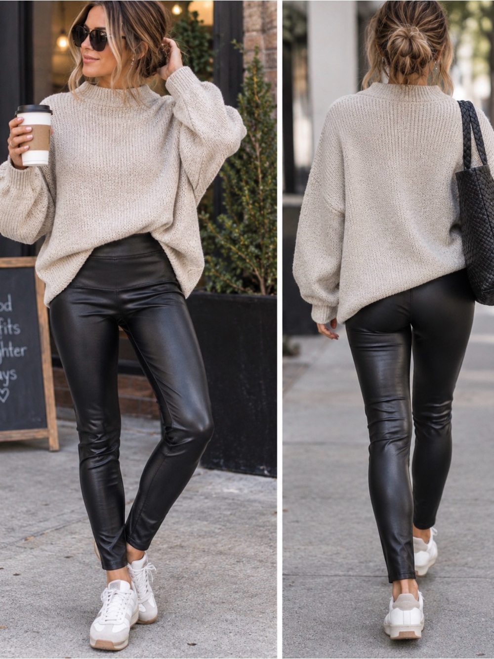 SPANX Black Faux Leather High Rise Leggings
